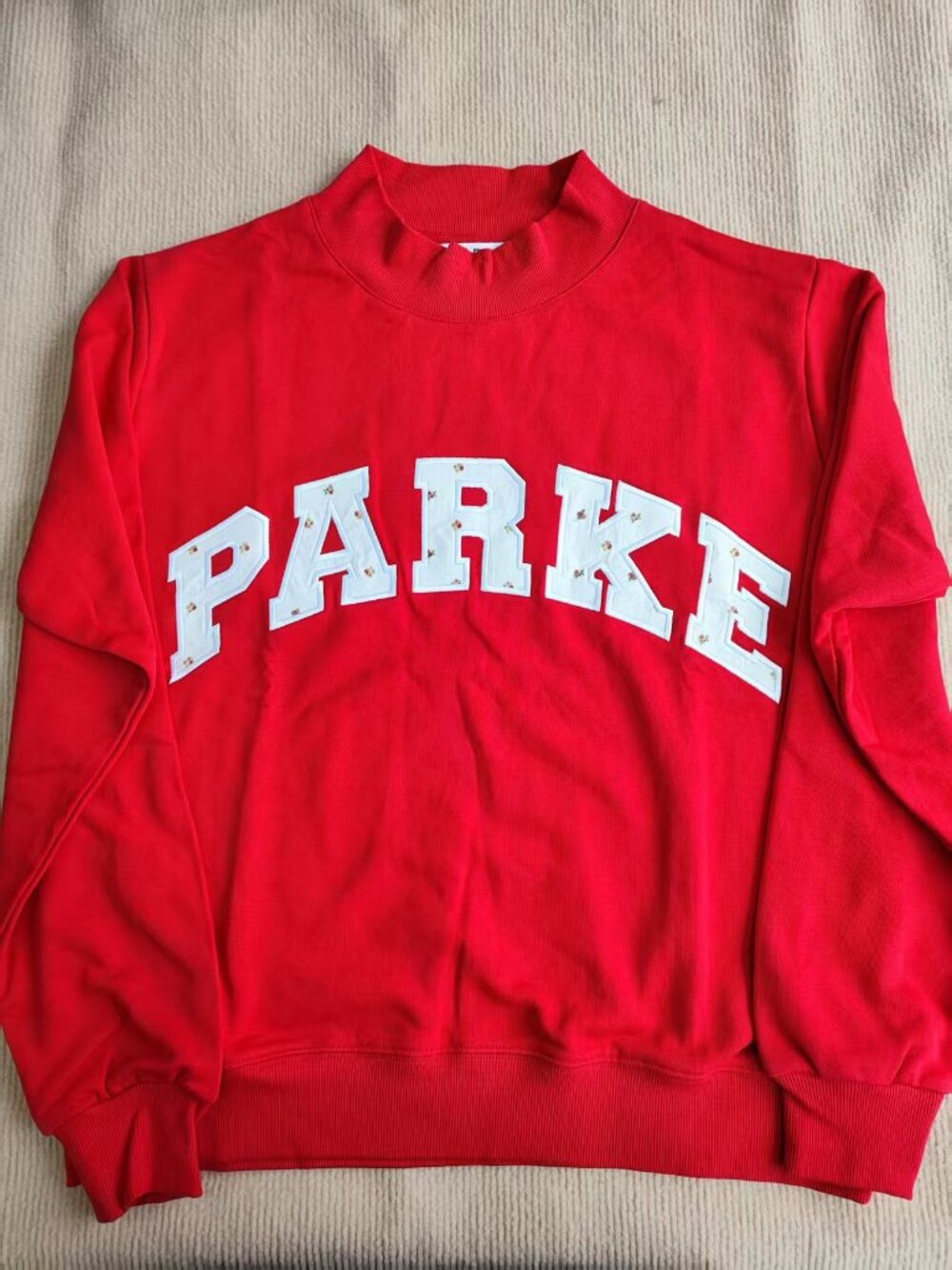 ❤️Size S/M PARKE Floral Letter Mock Neck Sweatshirt